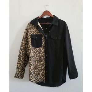 Missguided super oversized leopard panel shirt